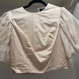 fab'rik Cream Lace Puff Sleeve Blouse